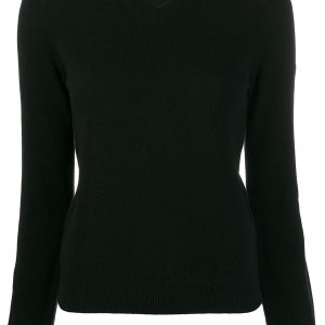 Womens V-Neck Pullover Red Heart - Black