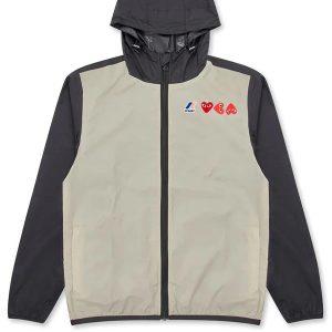 Unisex K-Way Double Colours Cagoule - Beige/Black