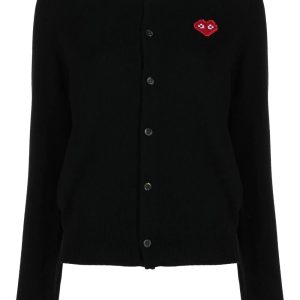 CDG Play x Invader Womens Black Cardigan - Pixelated Heart
