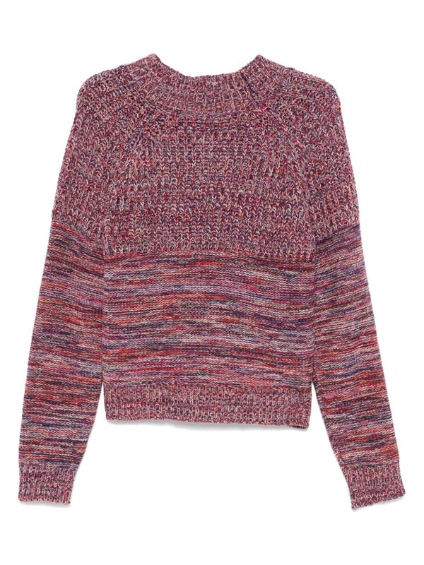 Six End Knit Jumper - Magenta Navy Orange Square - Image 2