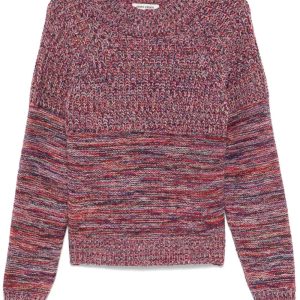 Six End Knit Jumper - Magenta Navy Orange Square