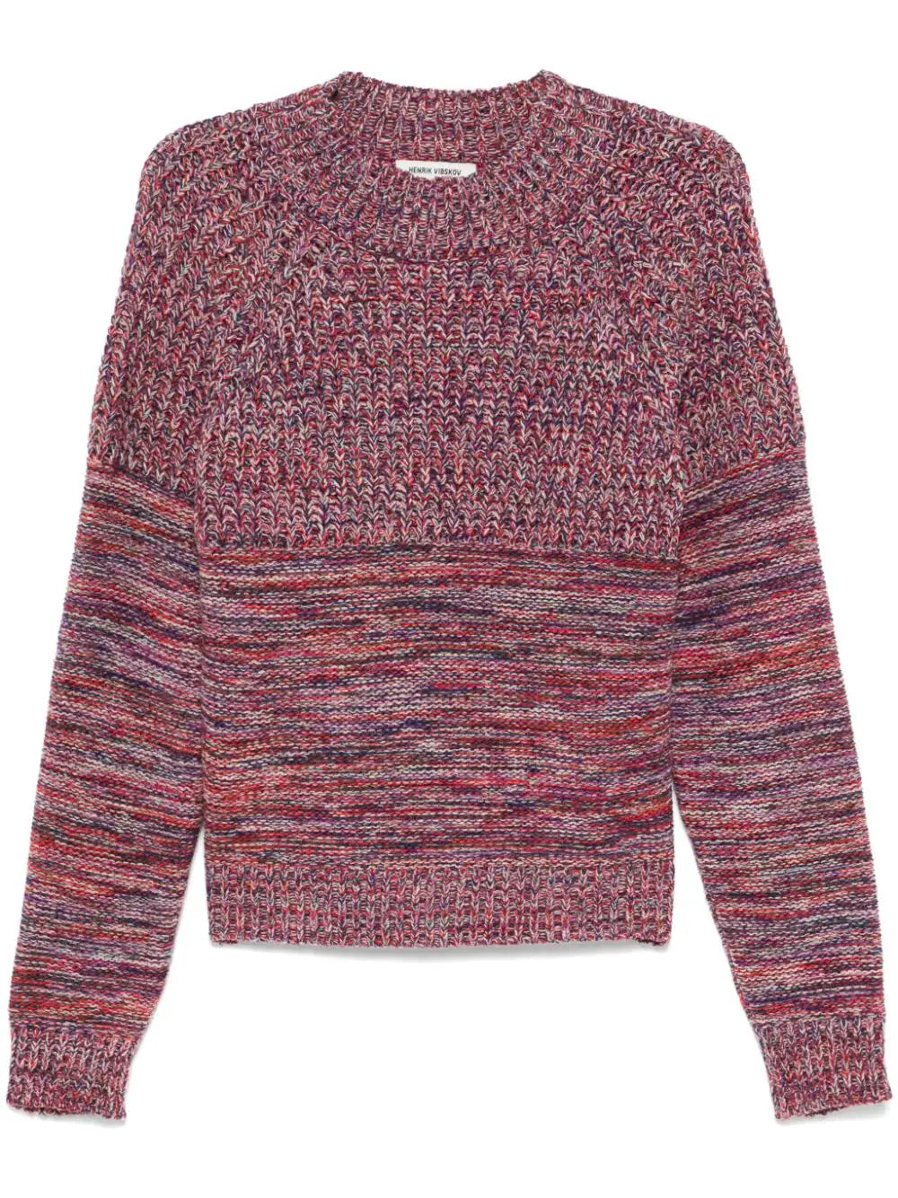 Six End Knit Jumper - Magenta Navy Orange Square