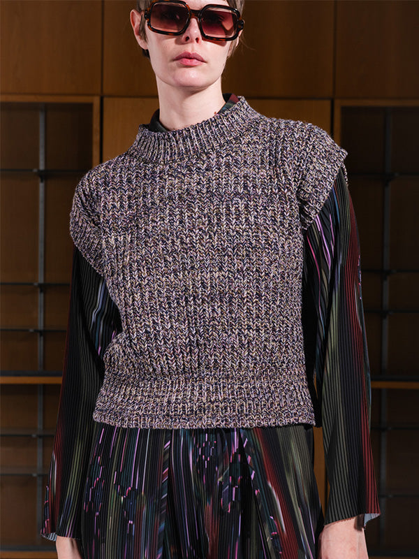 Six End Knit Vest - Black Lavender Green Square - Image 2