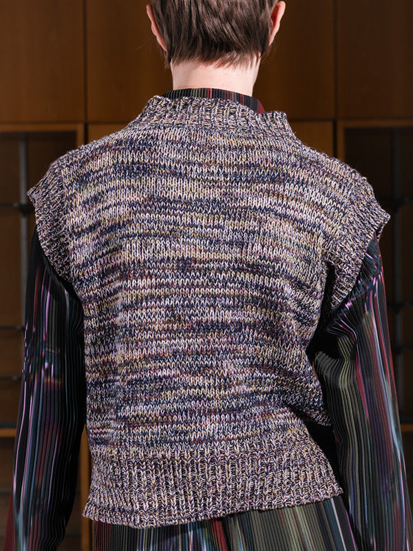 Six End Knit Vest - Black Lavender Green Square - Image 3