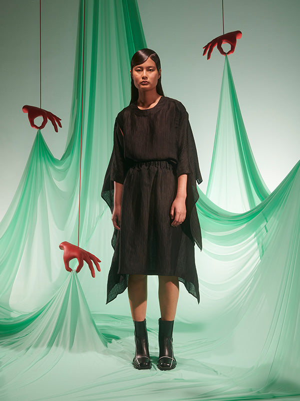 Uncut Silk Skirt - Black - Image 2