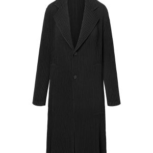 Hatching Pleats Coat - Black