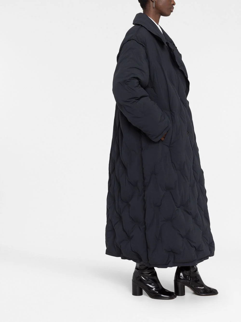 Quilted Coat - Black - Image 3