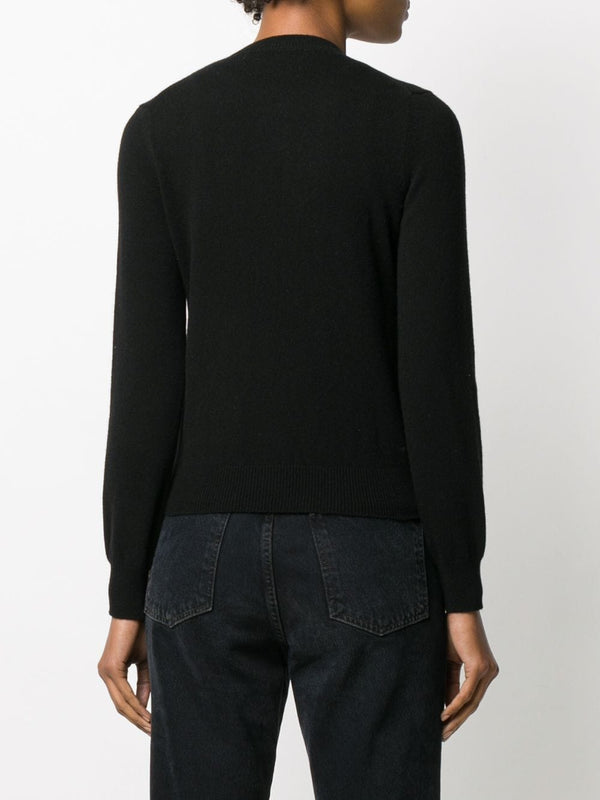 Womens Wool Cardigan Gold Heart - Black - Image 4