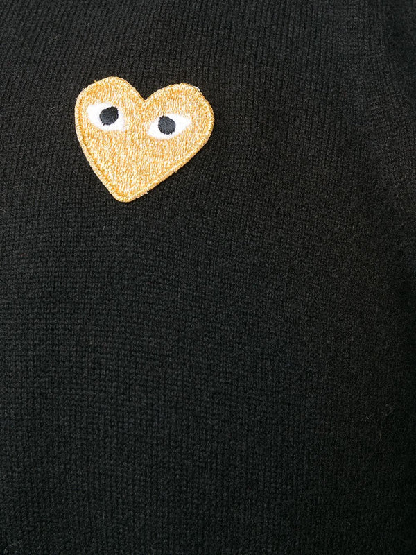 Womens Wool Cardigan Gold Heart - Black - Image 5